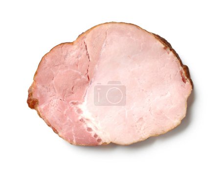 Photo for Slice of smoked pork meat isolated on white background, top view - Royalty Free Image