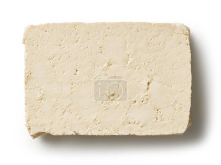 Foto de Rebanada de queso tofu fresco aislado sobre fondo blanco, vista superior - Imagen libre de derechos