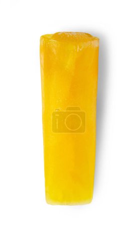 Photo for Frozen pineapple juice popsicle ice cream isolated on white background, top view - Royalty Free Image