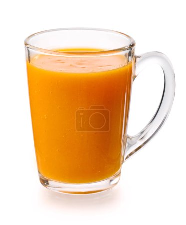 Photo for Cup of pumpkin smoothie drink isolated on white background - Royalty Free Image