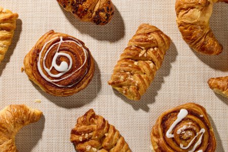 Photo for Assorted pastries on a table, top view - Royalty Free Image