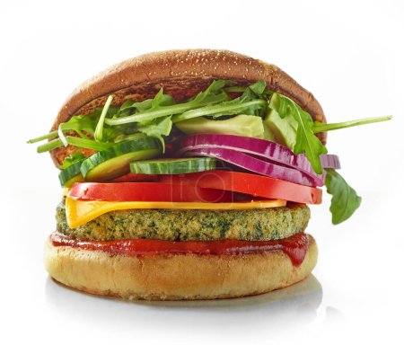 Photo for Fresh vegan burger isolated on white background - Royalty Free Image