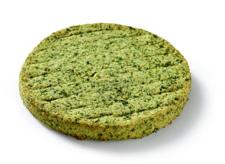 Photo for Baked plant based vegan burger patty isolated on white background - Royalty Free Image