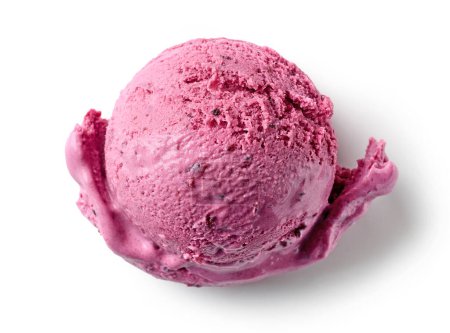 Foto de Bola de helado rosa aislada sobre fondo blanco, vista superior - Imagen libre de derechos