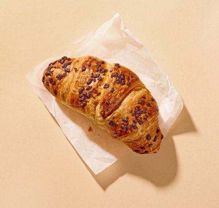 Photo for Freshly baked chocolate croissant, top view - Royalty Free Image