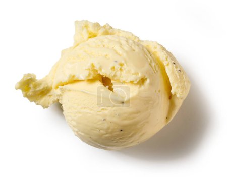 Téléchargez les photos : Glace vanille boule isolée sur fond blanc, vue de dessus - en image libre de droit