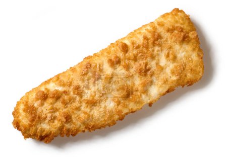 Foto de Filete de pescado empanado frito aislado sobre fondo blanco, vista superior - Imagen libre de derechos