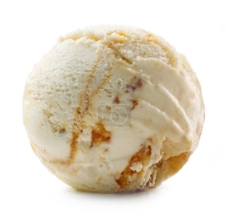 Photo for Maple and walnut ice cream ball isolated on white background - Royalty Free Image