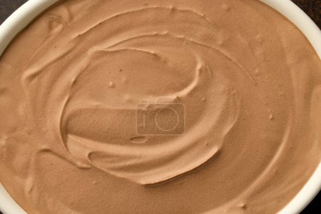 Photo for Closeup of homemade chocolate ice cream, top view texture - Royalty Free Image