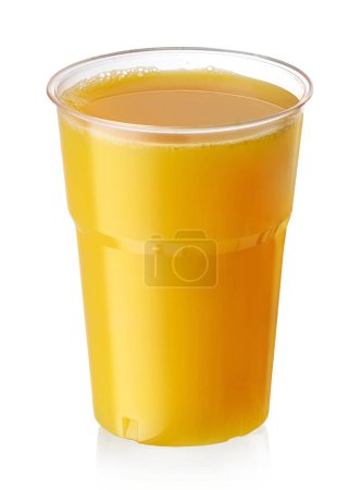 Photo for Orange juice in take away plastic cup isolated on white background - Royalty Free Image