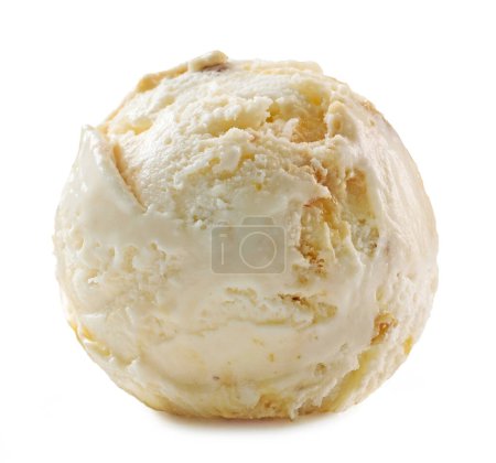 Photo for Maple syrup and walnut ice cream scoop isolated on white background - Royalty Free Image