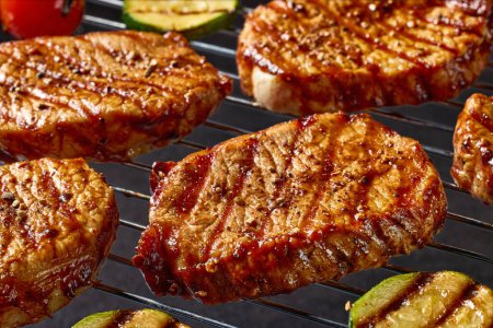 Photo for Freshly grilled steaks and vegetables - Royalty Free Image
