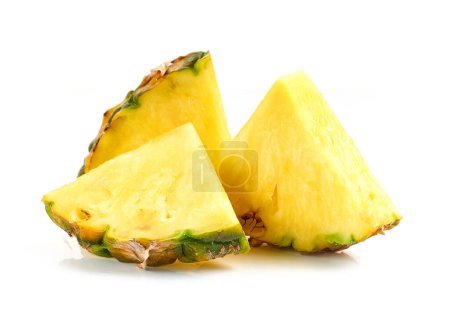 Photo for Fresh juicy pineapple pieces isolated on white background - Royalty Free Image
