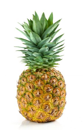 Photo for Fresh ripe whole pineapple isolated on white background - Royalty Free Image