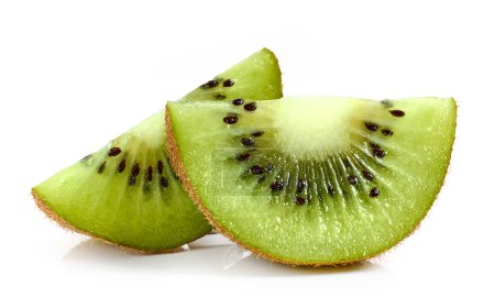 Photo for Juicy kiwi slices isolated on on white background - Royalty Free Image