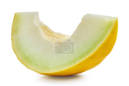Photo for Fresh juicy melon slice isolated on white background - Royalty Free Image
