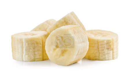 Photo for Fresh banana pieces isolated on white background - Royalty Free Image