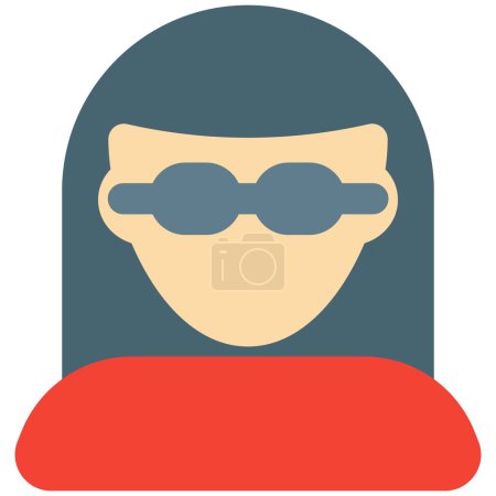 Ilustración de Mujer joven avatar con flequillo contundente peinado con gafas - Imagen libre de derechos