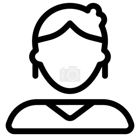 Illustration for Young woman avatar with updo hair bun and long earrings - Royalty Free Image
