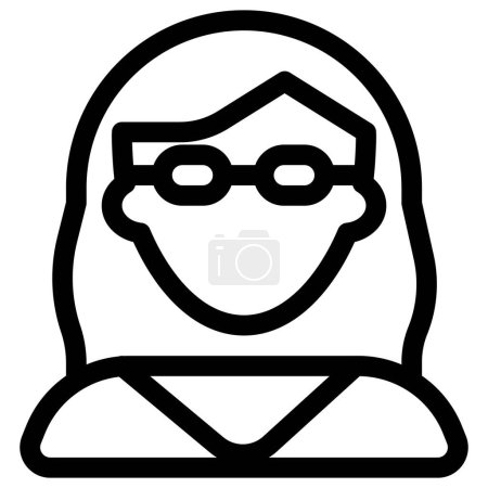 Téléchargez les illustrations : Avatar jeune femme avec côté balayé coiffure bouclée portant des lunettes - en licence libre de droit