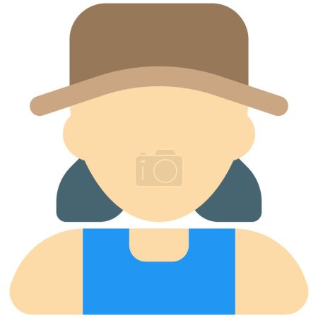 Illustration for Female farmer wearing large hat - Royalty Free Image