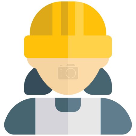 Téléchargez les illustrations : Travailleuse portant un casque de sécurité - en licence libre de droit