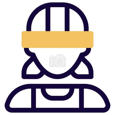 Téléchargez les illustrations : Travailleuse portant un casque de sécurité - en licence libre de droit