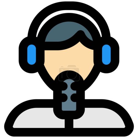 Illustration for Male radio jockey with microphone and headset - Royalty Free Image