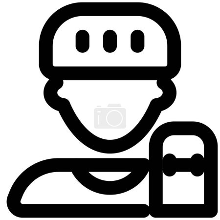 Ilustración de Patinador masculino con casco de skate - Imagen libre de derechos