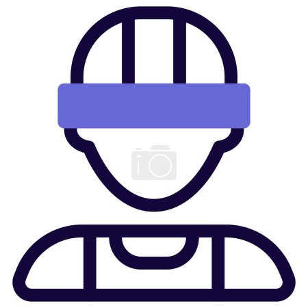 Téléchargez les illustrations : Travailleur masculin portant un casque de sécurité - en licence libre de droit