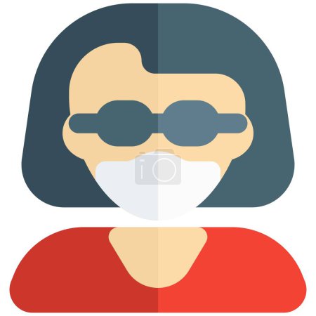 Illustration for Old aged woman wearing spectacles and face mask. - Royalty Free Image