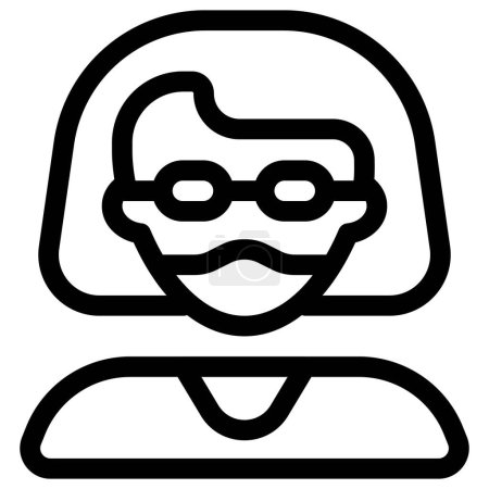 Téléchargez les illustrations : Femme âgée portant des lunettes et un masque facial. - en licence libre de droit