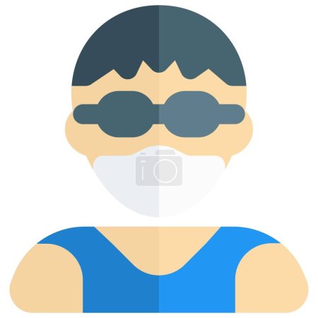 Illustration for Young boy in eyeglasses wearing mask - Royalty Free Image