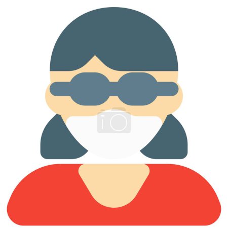 Illustration for Young lady having sunglasses on with face mask. - Royalty Free Image