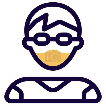 Ilustración de Adolescente niño en gafas con flequillo peinado - Imagen libre de derechos