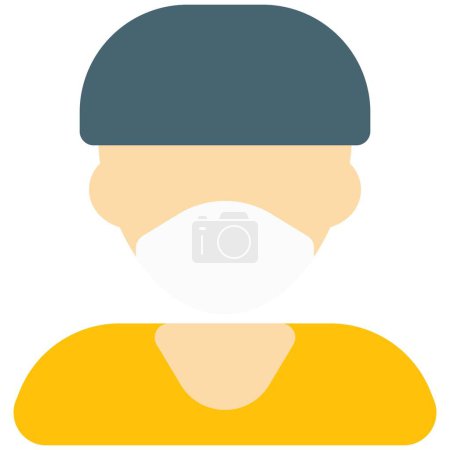 Illustration for Young boy in mask having bowl cut hairdo - Royalty Free Image