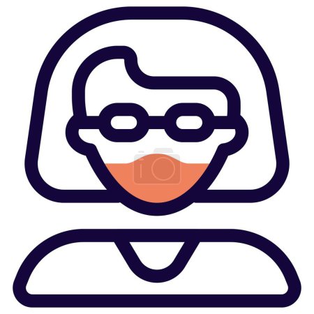 Illustration for Old aged woman wearing spectacles and face mask. - Royalty Free Image