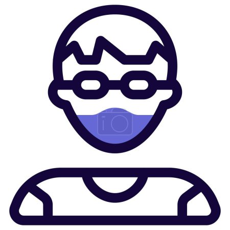 Ilustración de Funky corte de pelo chico en máscara y gafas - Imagen libre de derechos