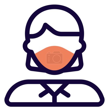 Illustration for Receptionist girl wearing mask as a safety gear. - Royalty Free Image