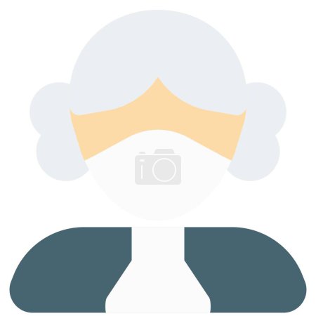 Illustration for Judge with middle parted hair having mask on - Royalty Free Image