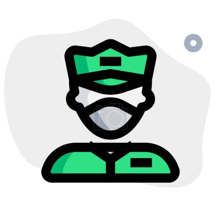 Illustration for Male security guard wearing mask for protection. - Royalty Free Image