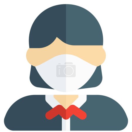 Illustration for Receptionist girl wearing mask as a safety gear. - Royalty Free Image