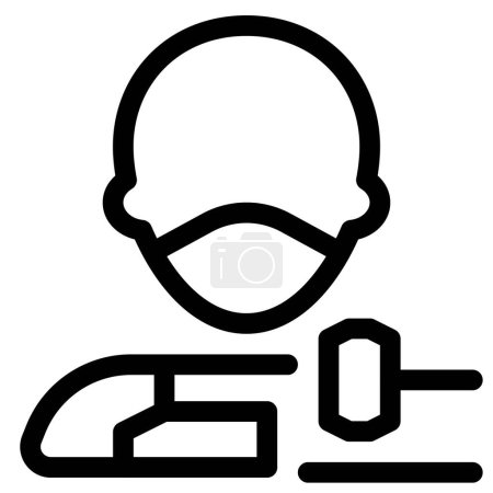 Illustration for Blacksmith wearing safety mask with hammer. - Royalty Free Image