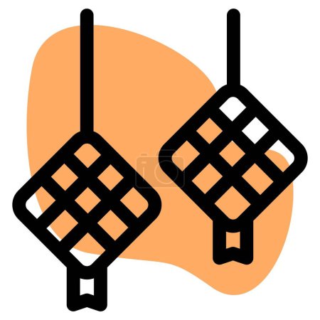 Illustration for Hot ketupat outline icon set - Royalty Free Image