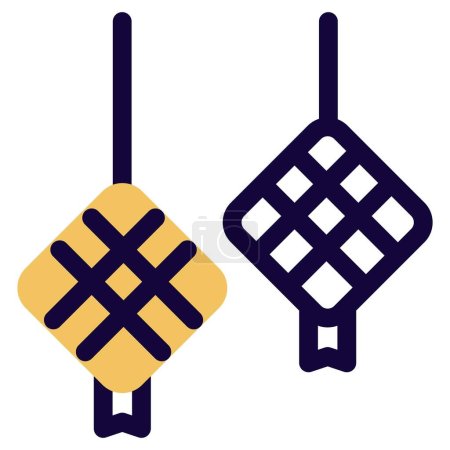 Illustration for Hot ketupat outline icon set - Royalty Free Image