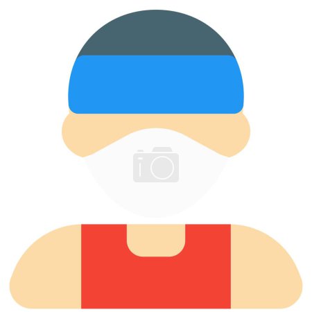 Ilustración de Atleta profesional con sudadera deportiva y máscara - Imagen libre de derechos