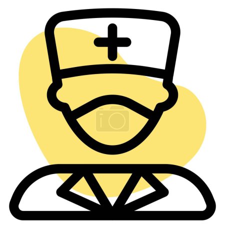 Illustration for Male nurse wearing mask for ailment prevention - Royalty Free Image