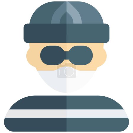Illustration for Man disguise as robber with mask. - Royalty Free Image