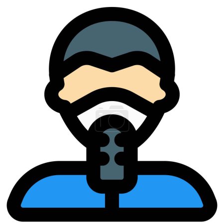 Illustration pour Journaliste masculin portant un masque pour la sécurité - image libre de droit