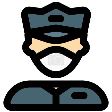 Illustration for Male security guard wearing mask for protection. - Royalty Free Image